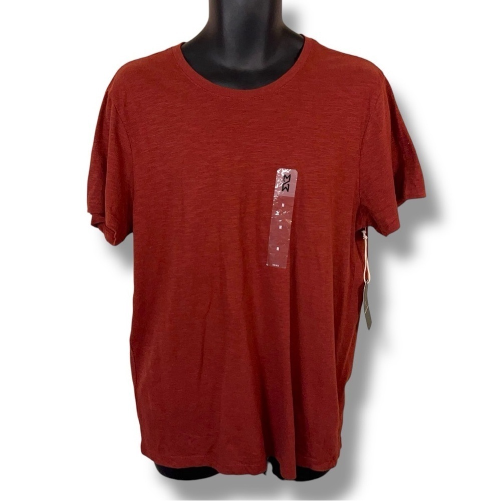 New Medium Mutual Weave Burgundy Red Tee Mens Cotton Casual Classic Tshirt